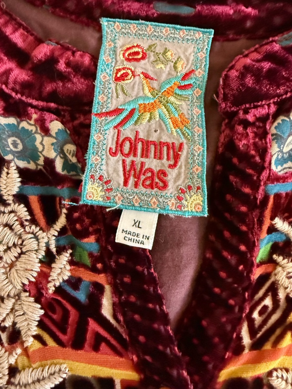 Johnny Was Velvet Embroidered Tunic Dress| | Boho Kantha Bae Style| XL - Picture 3 of 16